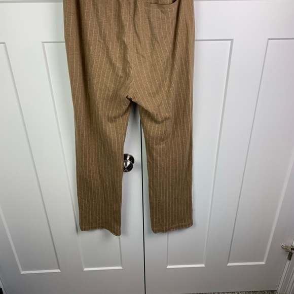 Rag & Bone MEDIUM pull On Pinstripe Trouser Pants Tan Side Pockets academia - Picture 4 of 6